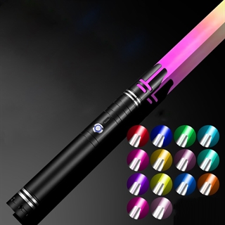 Lyssværd med 14 lysfarver og lydeffekter - Genopladeligt - Sort håndtag